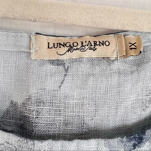 Lungo L'Arno Linen Dress w/ Ribbed Knit Side Panels XL Lagenlook Boho Coastal - Picture 5 of 12